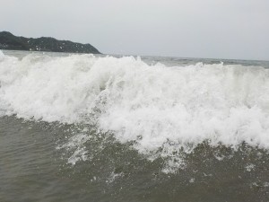 遠泳の日は波の高い一日でした