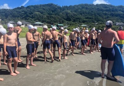 準備完了です。遠泳に出発します。